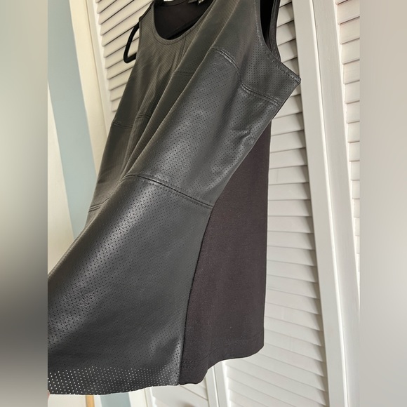 Black pleather top or vest, worn alone or with an article under it. Worn as vest - Picture 4 of 6